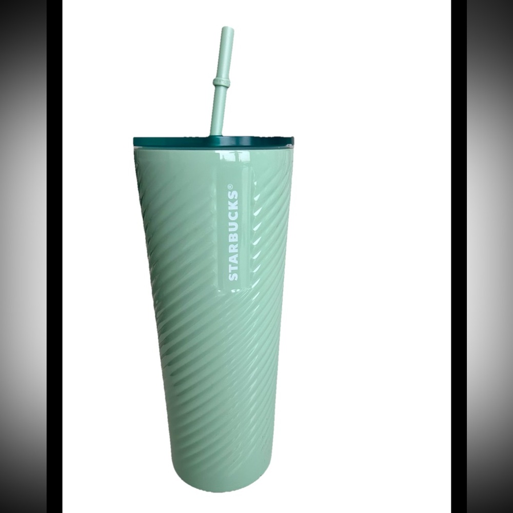 Starbucks Coffee 2023 Summer Pastel Mint Green Spiral Tumbler Travel Cup 24 oz